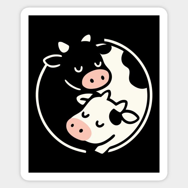 Yin Yang Cows Sticker by CreativeSage